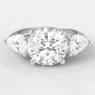 3.00ct Round Pear Cut Three Stone Diamond Ring White Gold TR1060