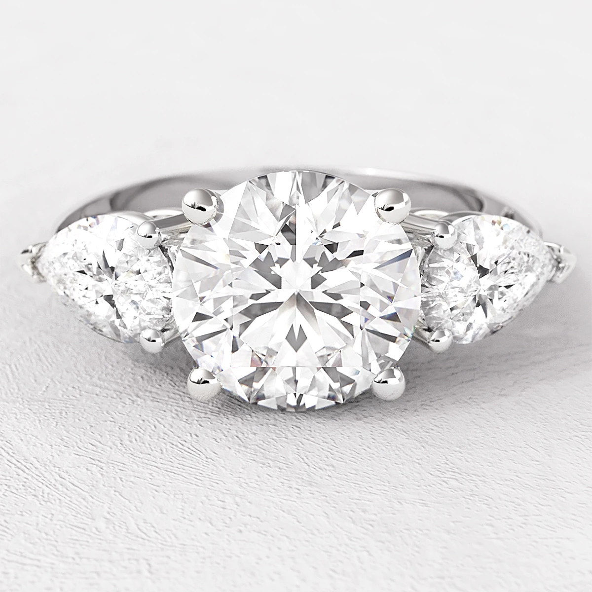 Round Pear Cut Three Stone Diamond Ring TR1060 Bespoke