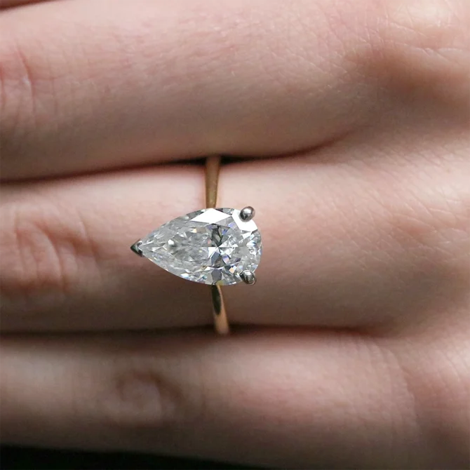 3.0ct Pear Cut Solitaire Engagement Ring SR1094 on hand