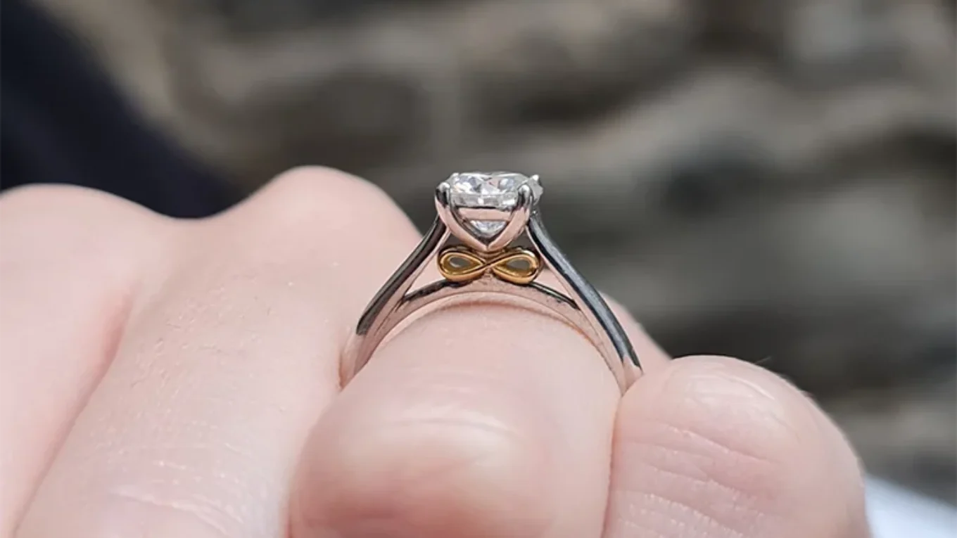 4 claw classic solitaire engagement ring with infinity loop on hand-sr1011-2