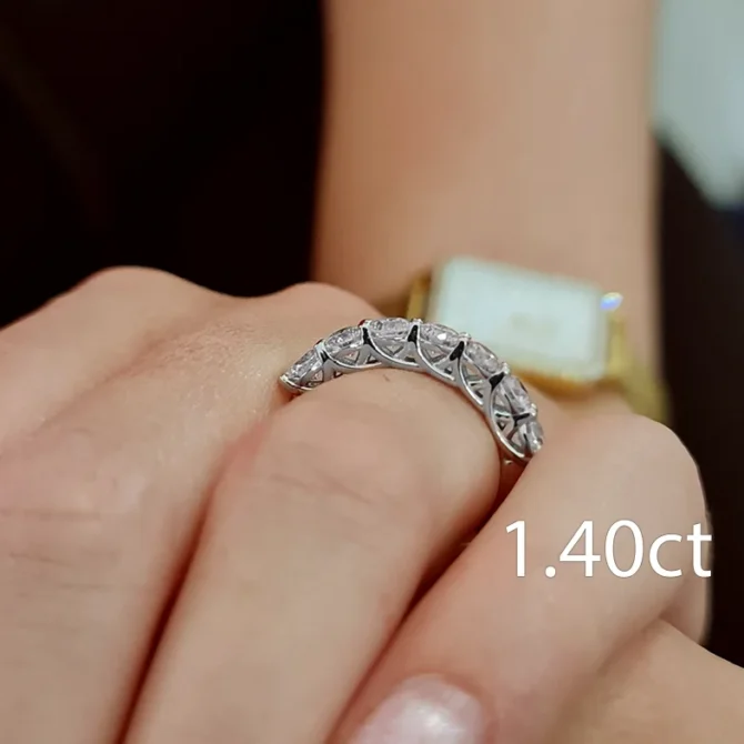 7 stone diamond eternity ring with natural or lab diamonds on hand et7002-1.40ct-image 2