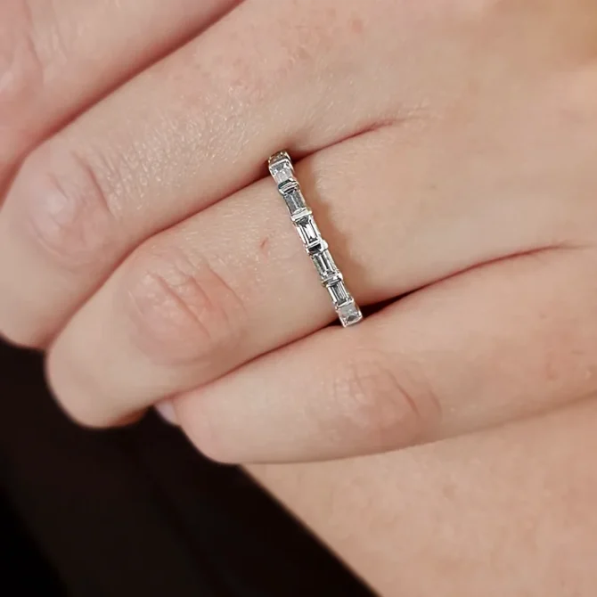 Baguette Cut Diamonds Ladies Wedding Ring SB5701 in white gold