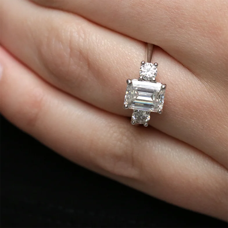 Emerald Cut Three Stone Diamond Ring TR1061 Bespoke