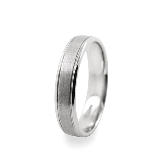 GWR2004 Gents Pattern Brushed Centre Platinum Palladium Wedding Ring