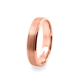 GWR2004 Gents Pattern Brushed Centre Rose Gold Wedding Ring