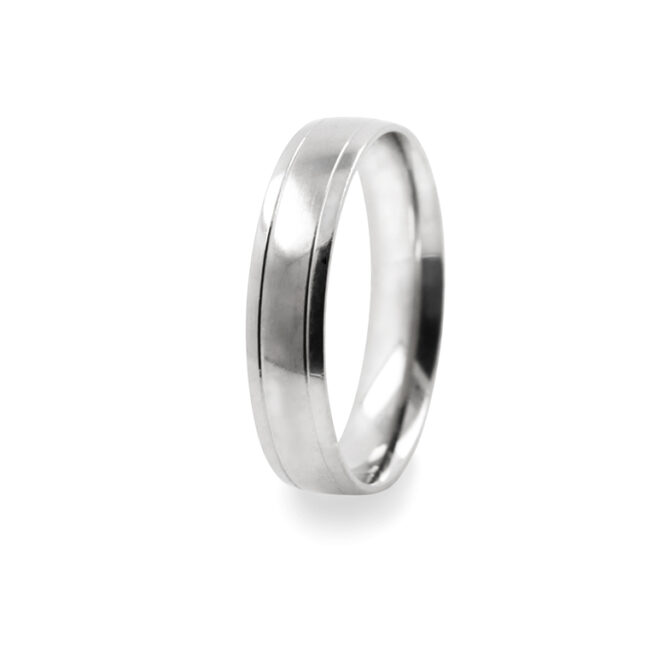 GWR2006 Gents Pattern Polished Centre Platinum Palladium Wedding Ring