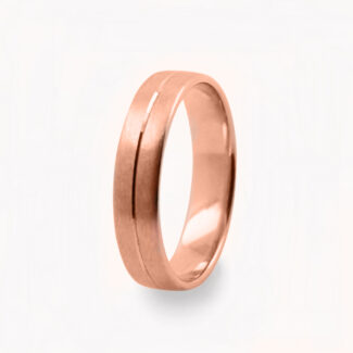 GWR2007 Gents Pattern Centre Line Rose Gold Wedding Ring