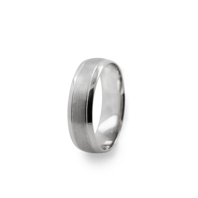 GWR2015 Gents Pattern Brushed Centre Platinum Palladium Wedding Ring