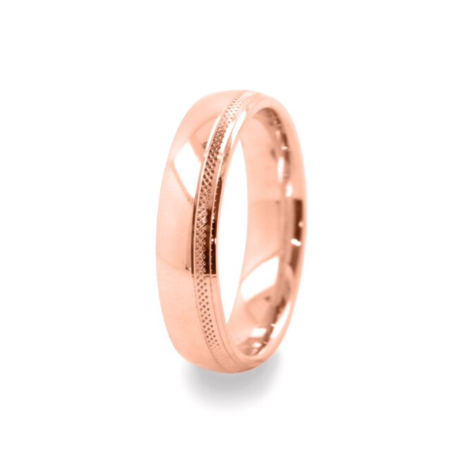 GWR2035 Gents Weave Effect Gents Rose Gold Wedding Ring