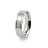 GWR2041 Gents Pattern Polished Double Lines Platinum Palladium Wedding Ring