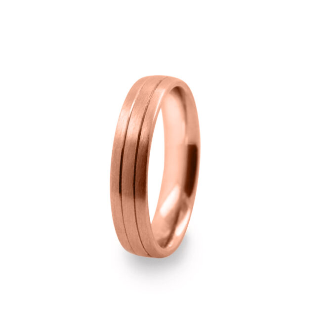 GWR2079 Gents Pattern Double Lines Rose Gold Wedding Ring