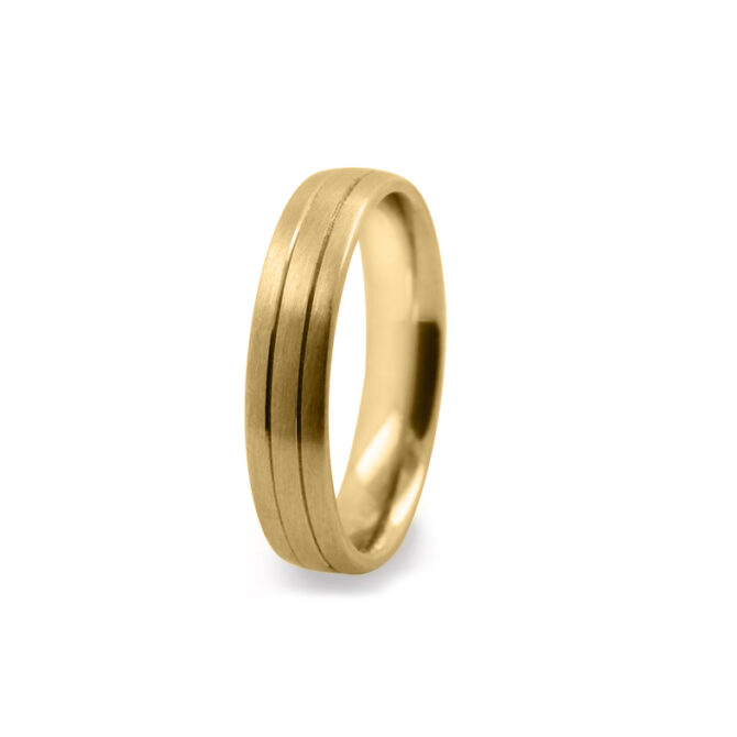 GWR2079 Gents Pattern Half Polished Yellow Gold Wedding Ring