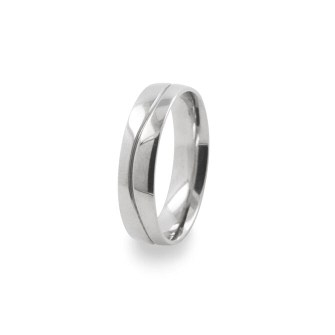 GWR2082 Gents Pattern Curve Line Platinum Palladium Wedding Ring