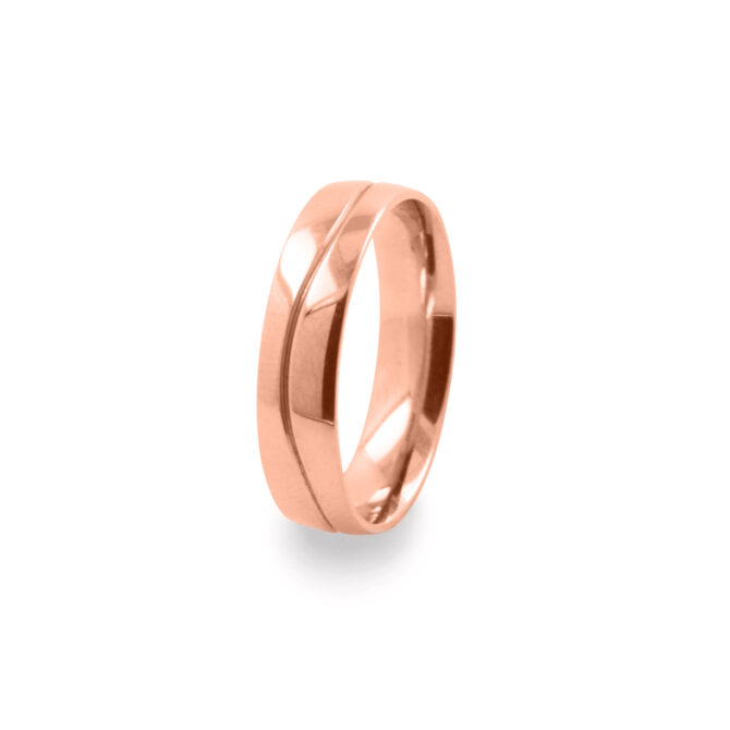 GWR2082 Gents Pattern Curve Line Rose Gold Wedding Ring