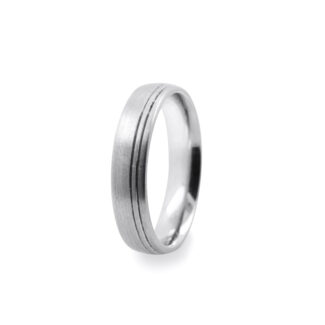 GWR2088 Gents Pattern Double Side Lines Platinum Palladium Wedding Ring