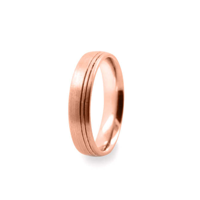 GWR2088 Gents Pattern Double Side Lines Rose Gold Wedding Ring