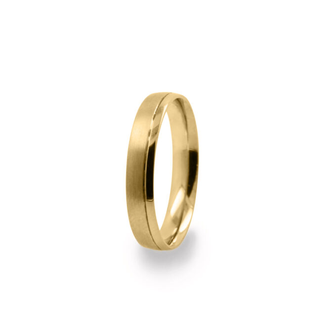 GWR2090 Gents Pattern Side Polished Yellow Gold Wedding Ring