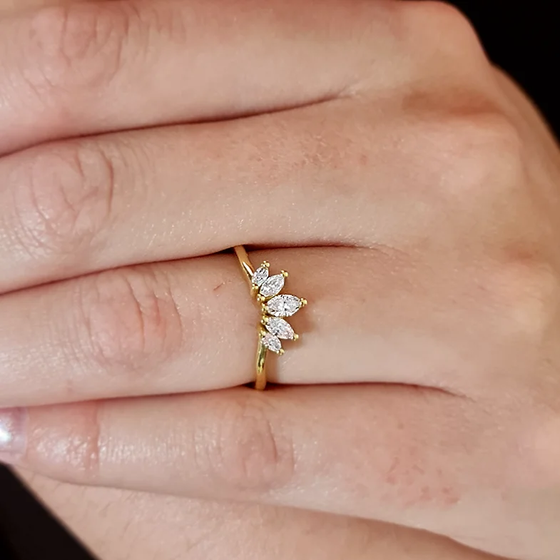 Marquise Cut Curved Wedding Ring SB2553 made in Dublin Ireland