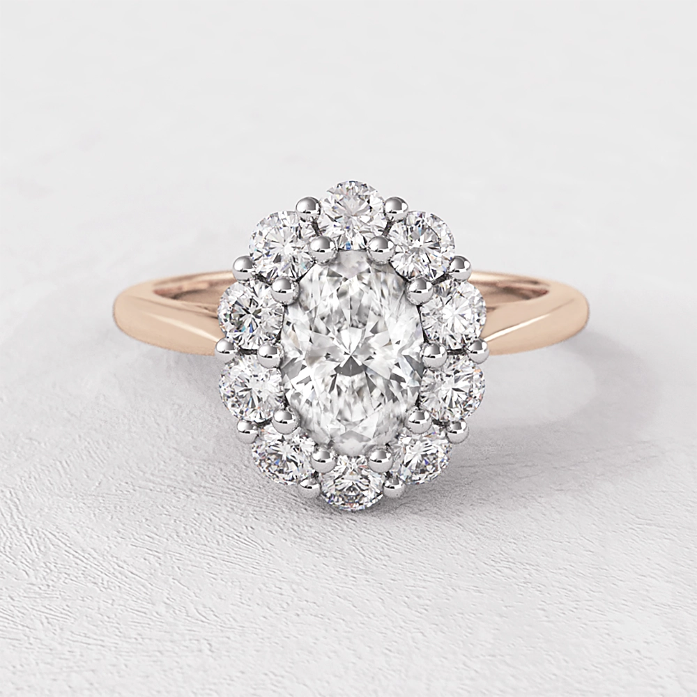 Oval Cluster Engagement Ring VR1114 Made In Ireland