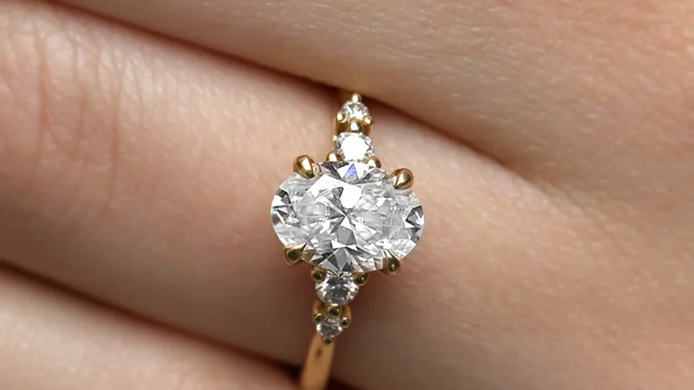 Oval Cut Engagement Ring With Graduating Diamonds on hand PR1086-2 made in Dublin, Ireland