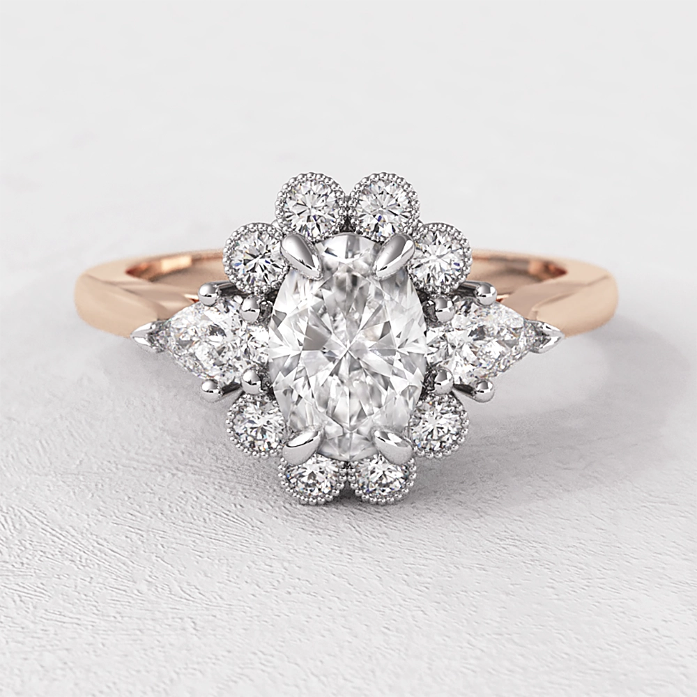 Oval Halo Vintage Style Engagement Ring VR1118 Bespoke