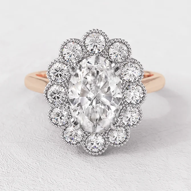 Oval Vintage Style Engagement Ring VR1115 - Made In Ireland in rose gold