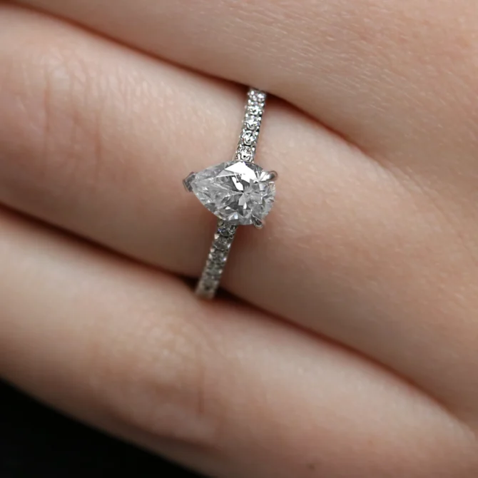 Pear Cut Side Stone Engagement Ring on hand made in Ireland PR1060-1