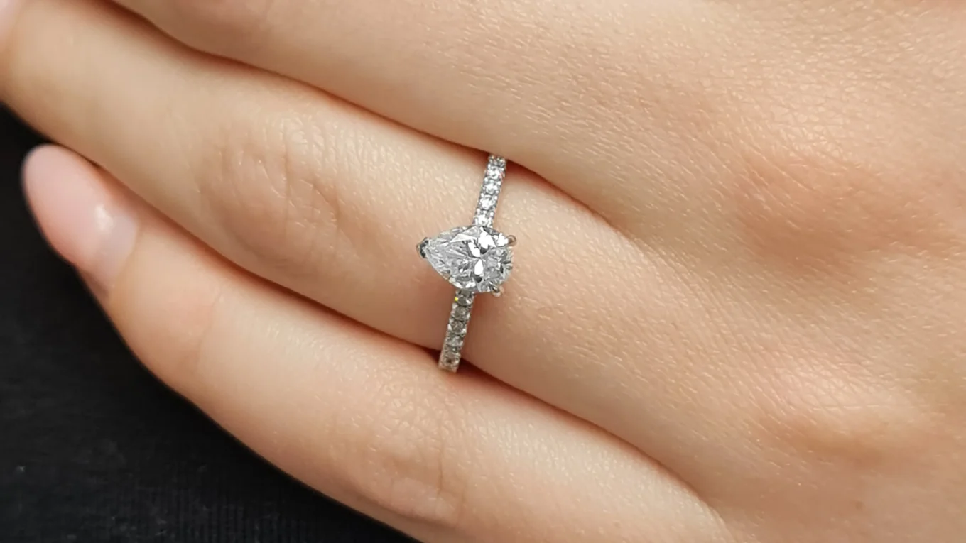 Pear Cut Side Stone Engagement Ring on hand made in Ireland PR1060-2