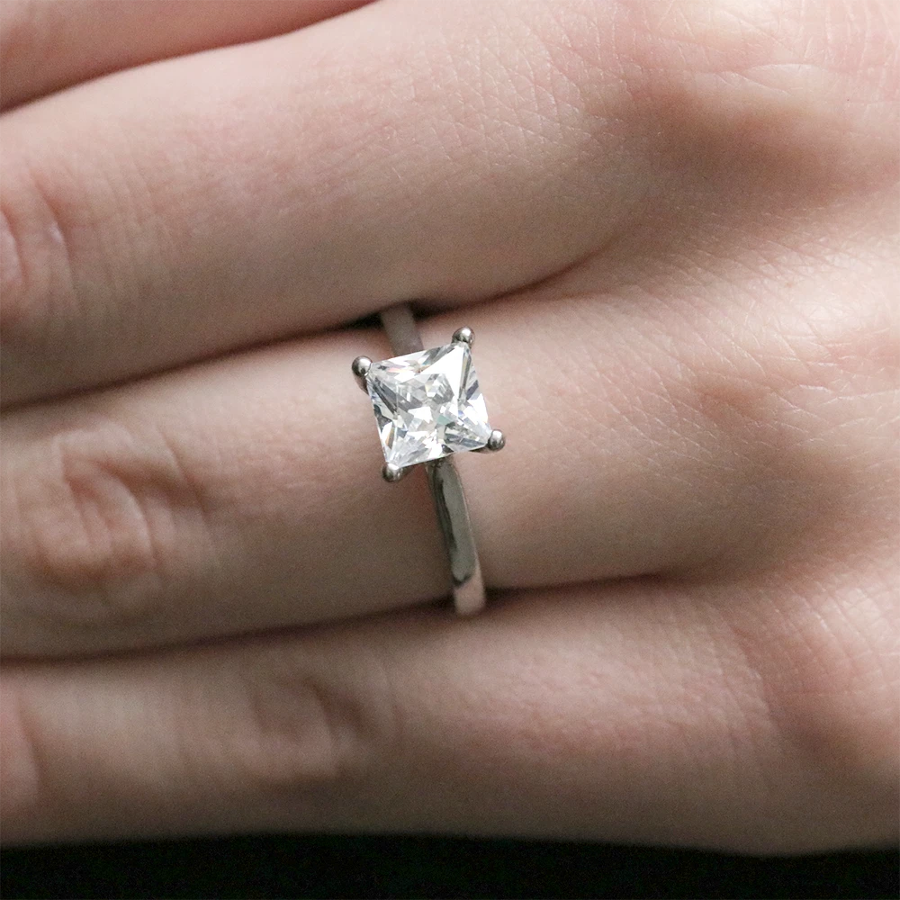 Princess Cut Diamond Engagement Ring SR1014 on hand