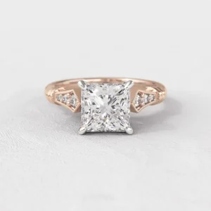 Princess cut diamond engagement ring vintage style in rose gold pr1037