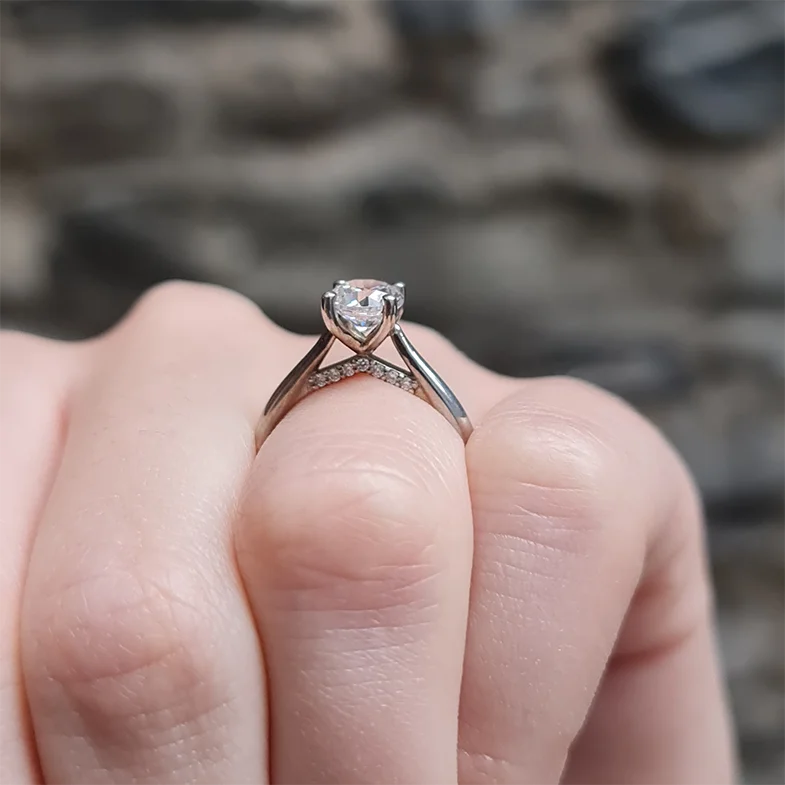 Round Cut Diamond Ring With Diamond Bridge SR1027 Bespoke