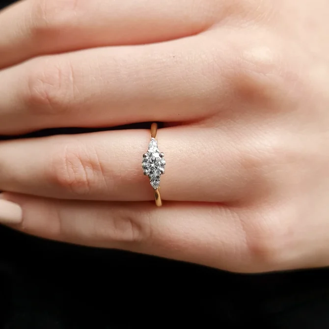 Round Cut Three Stone Diamond Engagement Ring TR1034 made in Ireland on hand