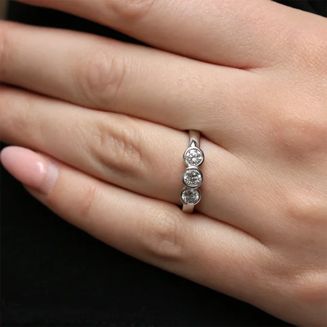 Rub Over Trilogy Engagement Ring on hand TR1005-1