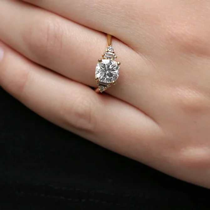 Side Stone Cushion Cut Engagement Ring on hand in Dublin PR1070-C-1