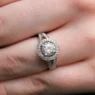 Split Band Diamond Halo Engagement Ring VR1048 made in Ireland