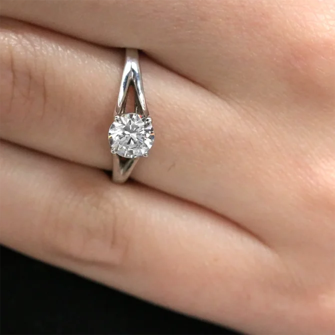 Split band diamond engagement ring in white gold made in Dublin on hand sr1002-2
