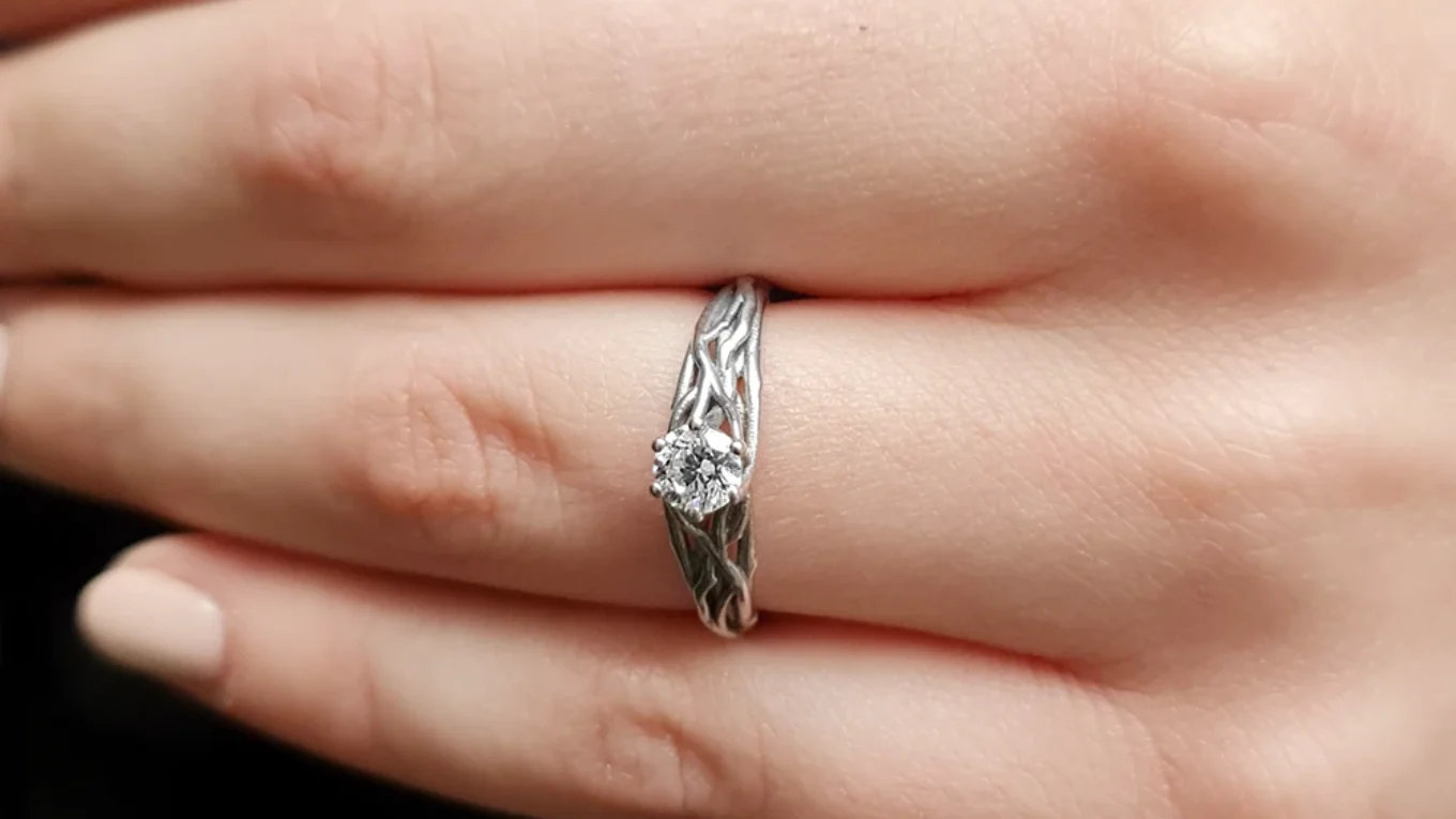 Twig Style Diamond Engagement Ring SR1029 on hand