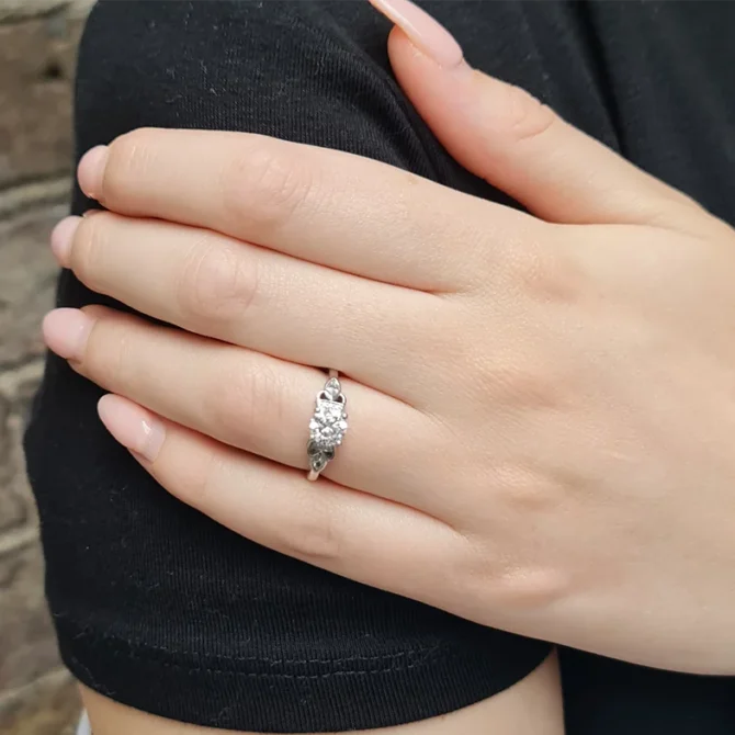 Vintage style diamond engagement ring made in Dublin on hand pr1066-1
