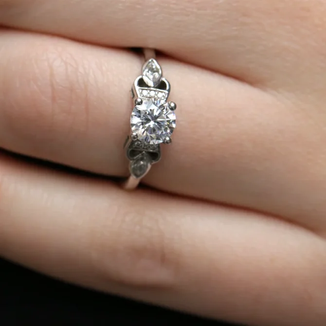 Vintage style diamond engagement ring made in Dublin on hand pr1066-3