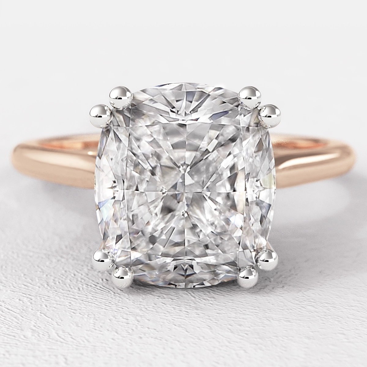 Cushion Cut Double Claw Solitaire Engagement Ring SR1096 - Main Image