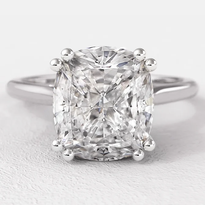 cushion cut solitaire diamond engagement ring sr1096 in white gold Bespoke Diamonds