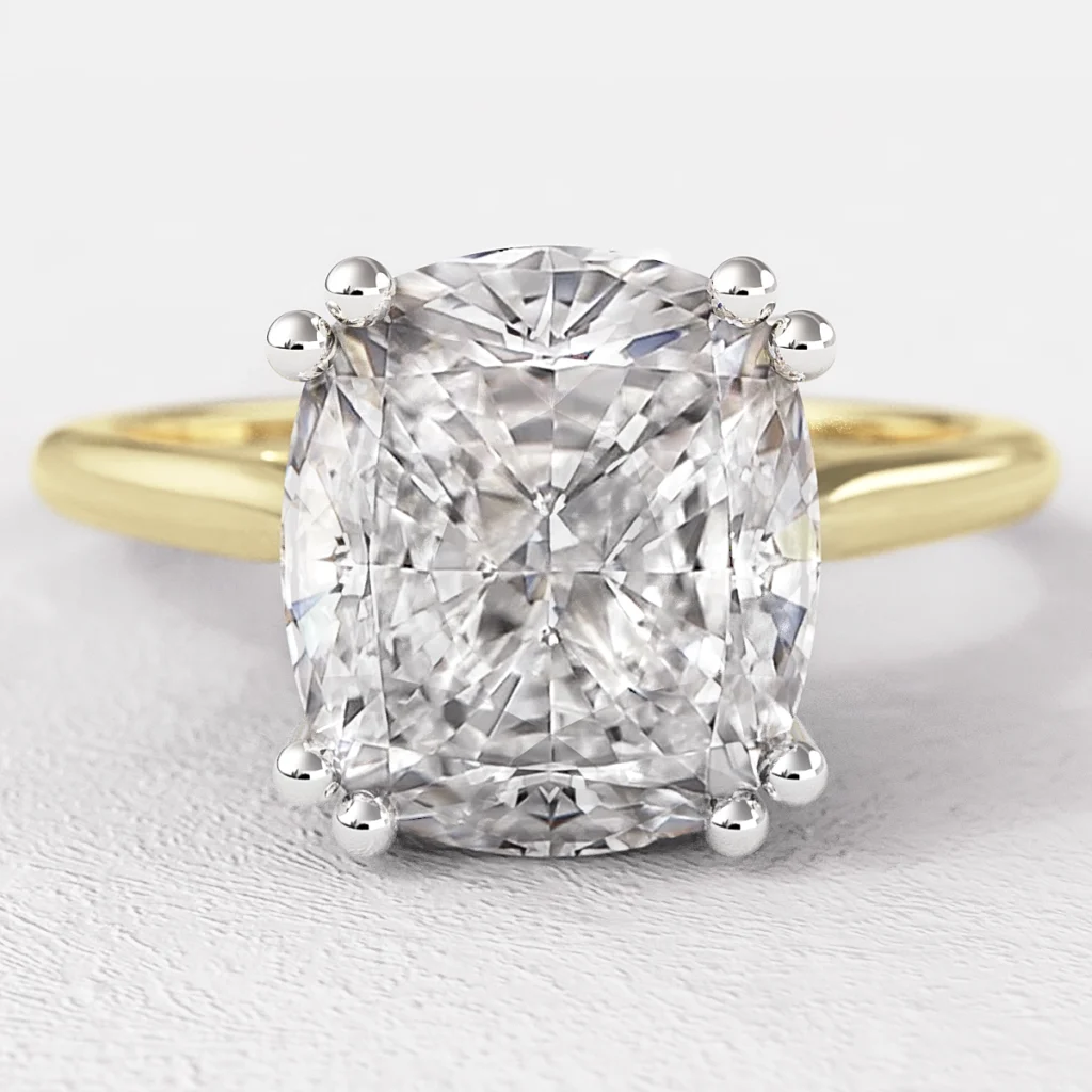 cushion cut solitaire diamond engagement ring sr1096 in yellow gold Bespoke Diamonds