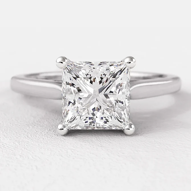 1.00ct Square Princess Cut Solitaire Engagement Ring SR1014