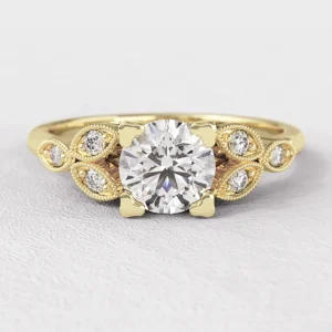 vintage style diamond engagement ring Dublin pr1076 in 18k yellow gold