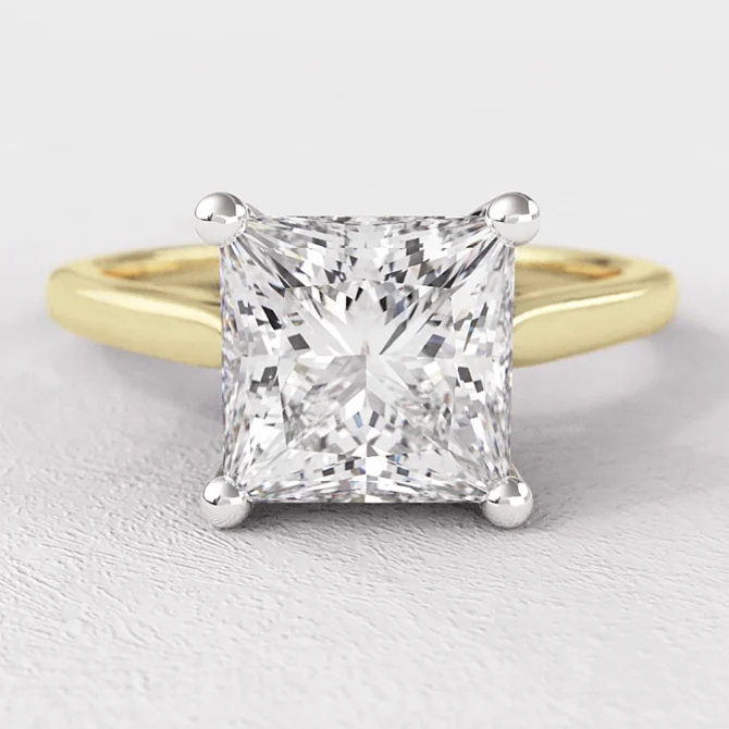 yellow gold princess cut solitaire diamond engagement ring sr1014