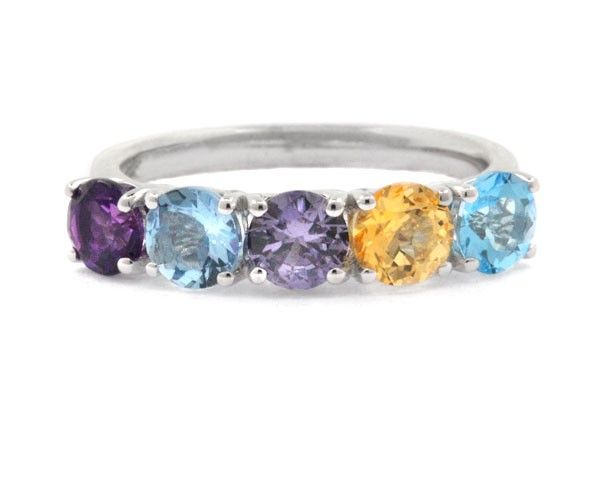 Five claw set gemstone trilogy ring image Dublin Ireland