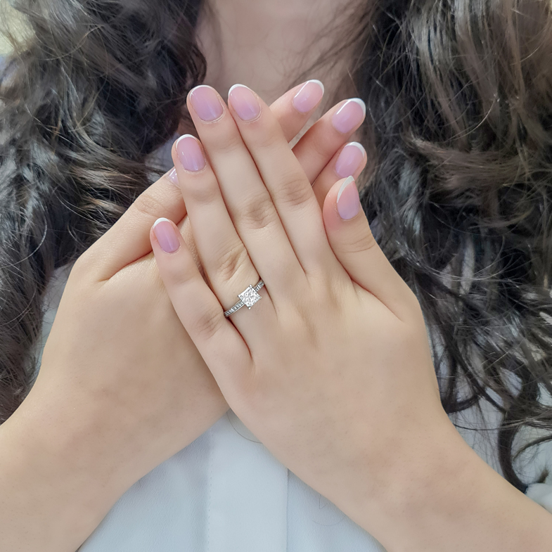 Princess Cut Side Stone Engagement Ring PR1032 Bespoke