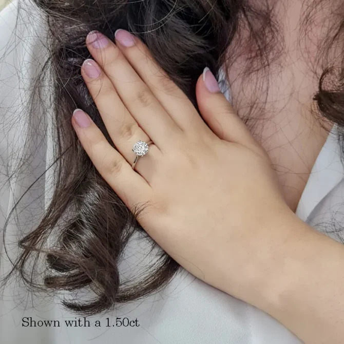 1.50ct round brilliant cut diamond ring on hand image 1