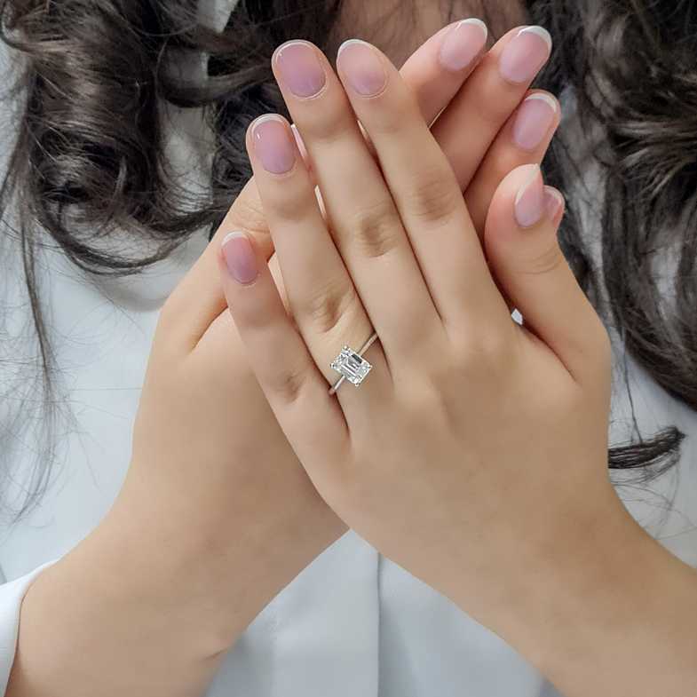 Emerald Cut Solitaire Ring SR1045 Bespoke Diamonds