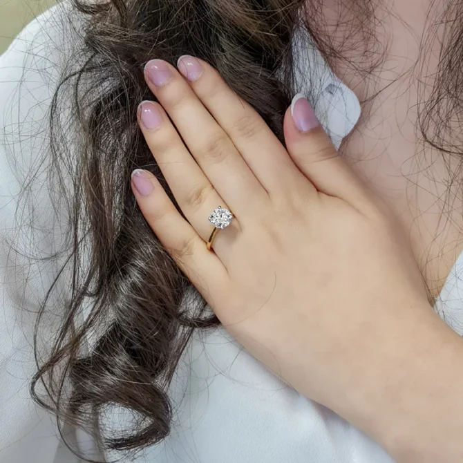 2.00ct Four Claw Tulip Solitaire Bespoke Diamond Wedding Ring 4